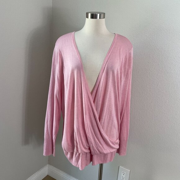 NEW Torrid Womens Plus 3X Tissue Weight Pullover Surplice Sweater Bleached Mauve - Picture 1 of 9